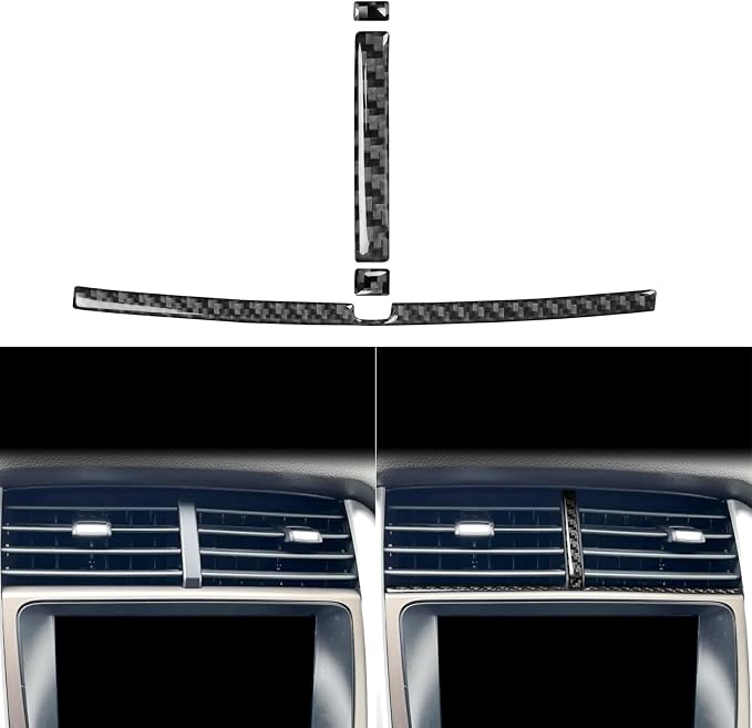 Premium Carbon Fiber Only Compatible with Ford Edge 2011-2014 SEL Accessories Car Center Dashboard A/C Outlet Air Vent Trim Strip Cover Interior Trim Sticker Decal Black 4PCS