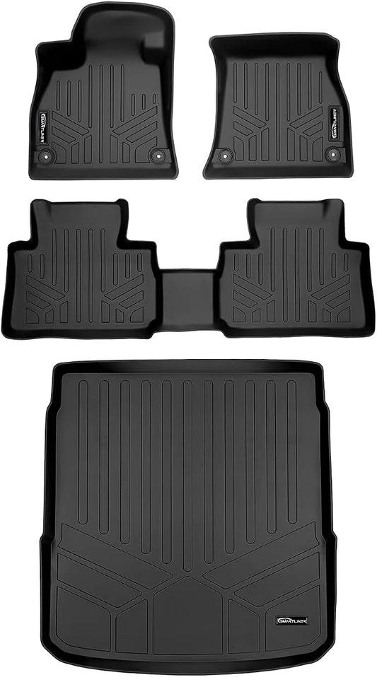 SMARTLINER All Weather Custom Fit Black 2 Row Floor Mats and Cargo Liner Set Compatible with 2019-2022 Audi E-Tron/E-Tron Sportback (Only fits Without 2nd Row Retentions)