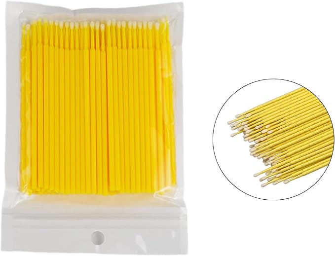 100Pcs Disposable Up Paint Micro Brush Applicator Sticks, Car Touch Up Paint Brush Tips, Detailing Car Products, Auto Exterior Care (Yellow)