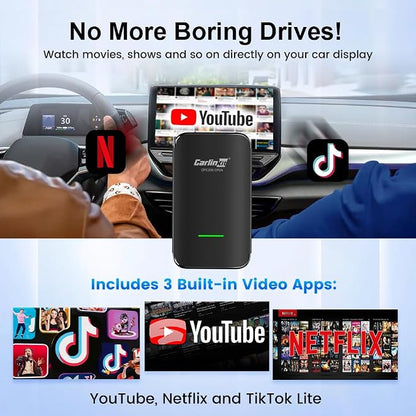 Carlinkit Wireless CarPlay & Android Auto Adapter CP2A PRO 3-in-1 Android(2+16G) System for OEM Wired CarPlay Cars, Support Netflix/You Tube/TikTok Lite, with USB-A/C from 2016 & iOS 10+/Android 11.0+