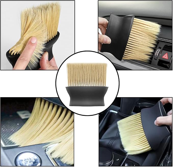 Ziciner Car Interior Detailing Brush, Ultra-Soft Auto Hair Bristles Removal Dust Collectors, Universal Vehicle Interior Cleaning Dashboard, Air Conditioner Vent etc Tool Accessory (2PCS, Yellow)