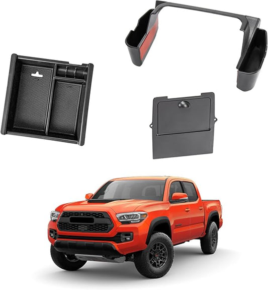 3PCS Center Console Organizer Compatible with Toyota Tacoma 2016-2023 Armrest Storage Box Armrest Hidden Tray Gear Shift Box Interior Accessories-NOT FIT Manual Transmission