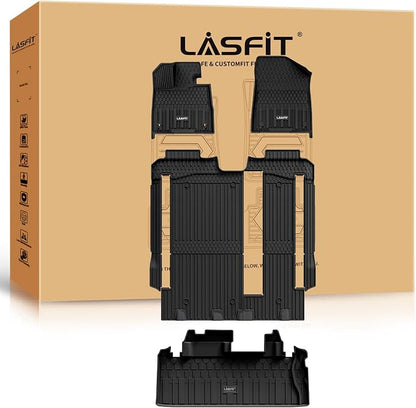 LASFIT Floor Mats & Cargo Liner for Toyota Sienna 8 Seats 2021-2025 2026 All Weather TPE Custom Fit Floor Liner for Sienna LE/XLE Front and Rear Car Mat & Trunk Mat, Black