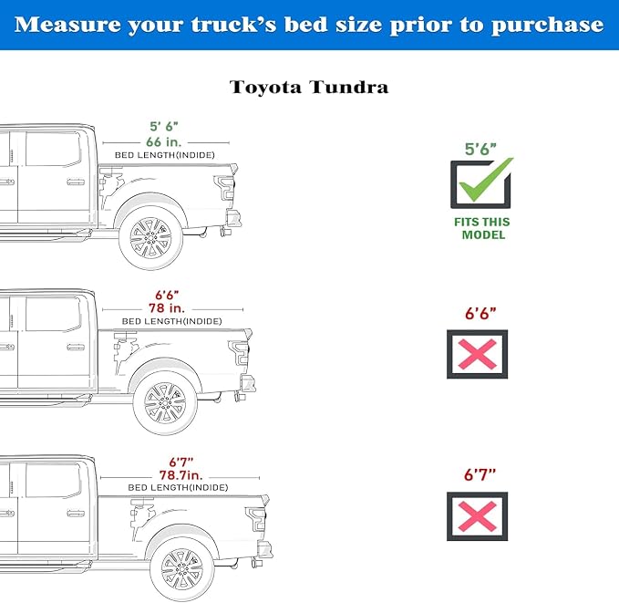 Toptiny Low Profile Hard Folding Truck Bed Tonneau Cover Fits 2022-2026 Toyota Tundra 5‘6" Bed (66.7")