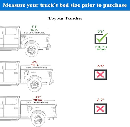 Toptiny Low Profile Hard Folding Truck Bed Tonneau Cover Fits 2022-2026 Toyota Tundra 5‘6" Bed (66.7")