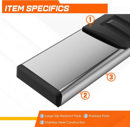 [Pair] 6.75 Inch Chrome Stainless Steel Running Boards Side Step Bars Compatible with 07-19 Silverado Sierra Regular Cab