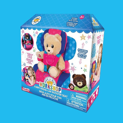 Casdon Build-A-Bear Workshop Furry Friend Toy Car Booster Seat | for Kids Aged 3+ | Use at Home or in Car | Adjustable Headrest & Seatbelt Lock | Fits Cuddly Toys | Bear Not Included