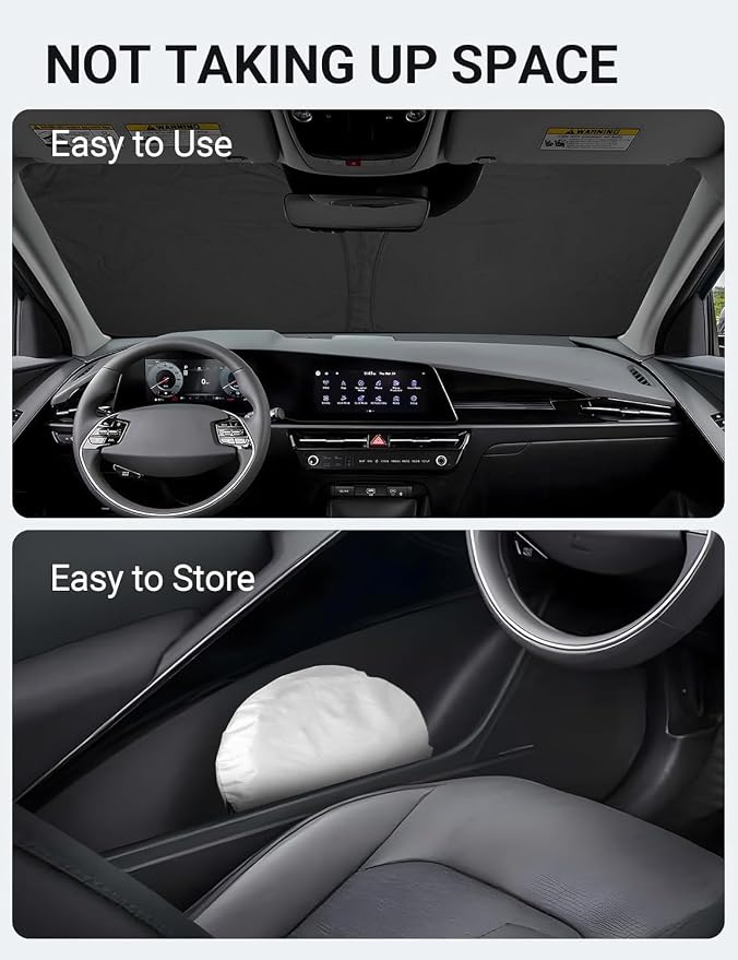 Proadsy 2026 Upgrade Front Windshield Sun Shade Foldable Sunshade Protector Custom Fit 2017-2022 Kia NIRO Accessories