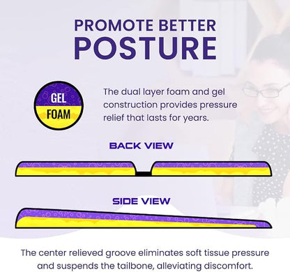 G Seat LITE Travel Gel Foam Cushion | Back Pain, Sciatica, Pressure Relief | Relieves Tailbone Discomfort, Promote Healthy Posture | Ergonomic Comfort | Car, Commute, Airplane and Travel - Blue