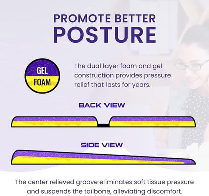 G Seat LITE Travel Gel Foam Cushion | Back Pain, Sciatica, Pressure Relief | Relieves Tailbone Discomfort, Promote Healthy Posture | Ergonomic Comfort | Car, Commute, Airplane and Travel - Blue