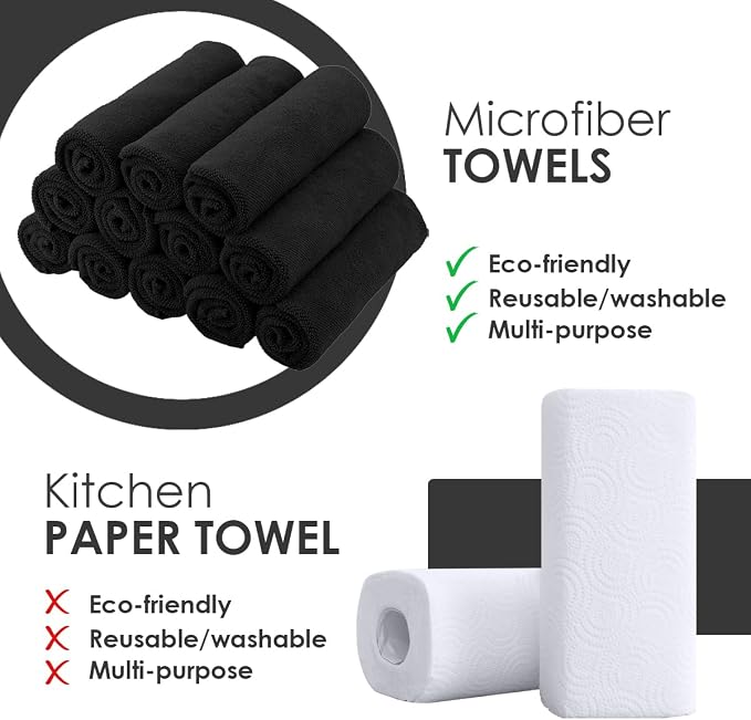 Avalon Towels Microfiber Cleaning Cloths (Value Pack of 48) - Size 16 x 16 Inches, Highly Absorbent Cleaning Rags, Lint Free, Reusable and Washable, Microfiber Towels for Cars