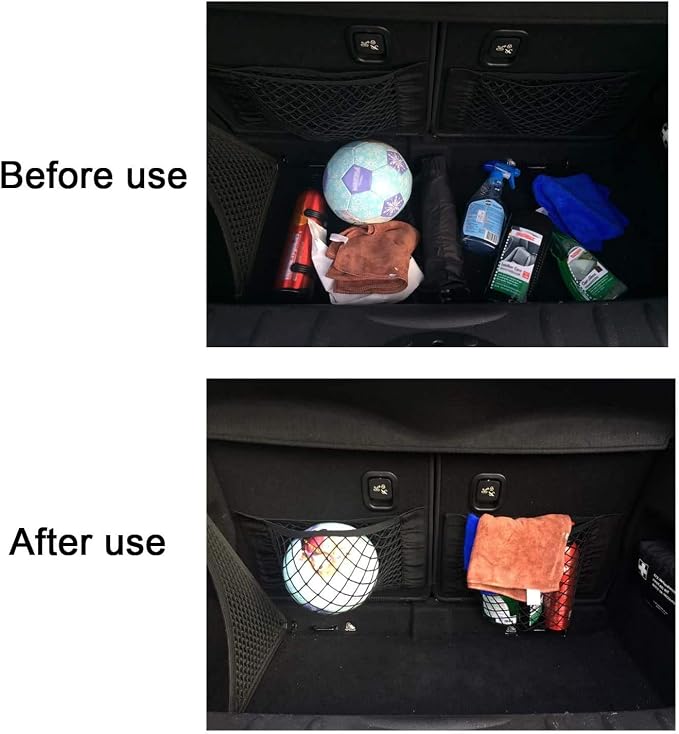 Universal Mesh Cargo Net Storage Net Wall Sticker Organizer Pouch Bag Storage Mesh Net for Car Trunk Storage Add On Organizers for Car Truck (15" x 9.5"(2 Packs, W/Loop))