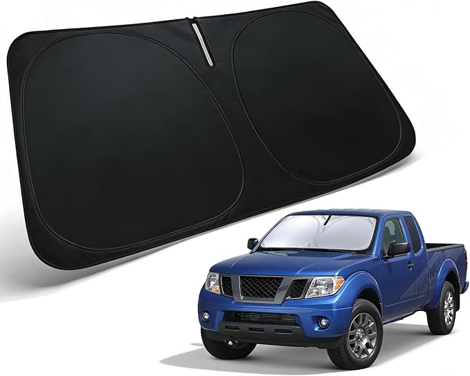 Windshield Sun Shade for 2006-2021 Nissan Frontier Accessories, Car Front Window Sun Visor Protector & Heat Shield | 240T Sunshade Protection Blocks UV Rays Keep Your Car Cooler