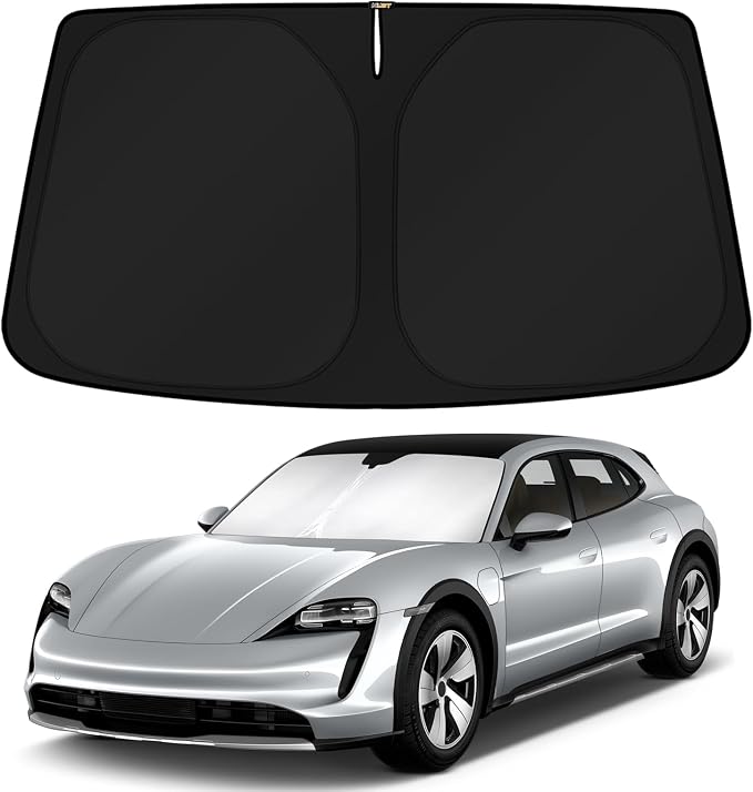 KUST Windshield Sun Shade for 2020-2024 2025 2026 Porsche Taycan Sedan Accessories Custom Fit Sunshade Sun Visor Protector Foldable Blocks UV Rays Keep Your Car Cooler