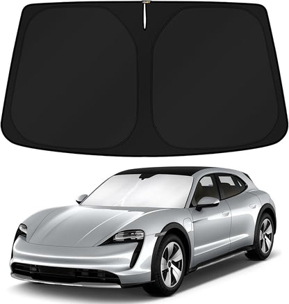KUST Windshield Sun Shade for 2020-2024 2025 2026 Porsche Taycan Sedan Accessories Custom Fit Sunshade Sun Visor Protector Foldable Blocks UV Rays Keep Your Car Cooler