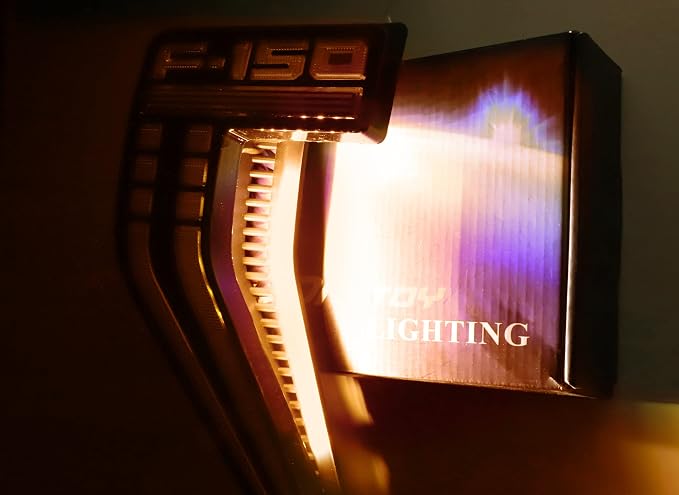 iJDMTOY Amber Yellow LED Background Illumination Lighting Kit Compatible with 2021-up Ford F150 Side Fender Emblem