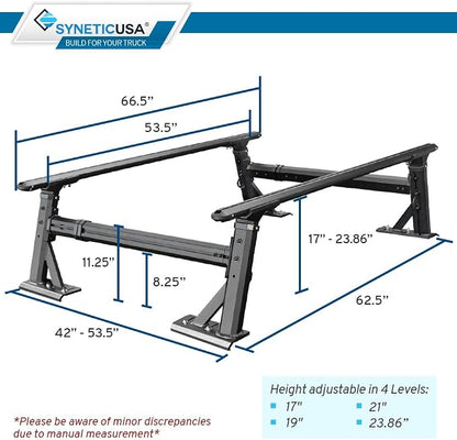 Syneticusa Hard Retractable Tonneau Cover for Ford F150 5.5 Ft Bed with Rack R1 Fits 2004-2026 | Double Locking Truck Bed Cover | Waterproof No Drill One Person Install | 5-Year Protection Plan