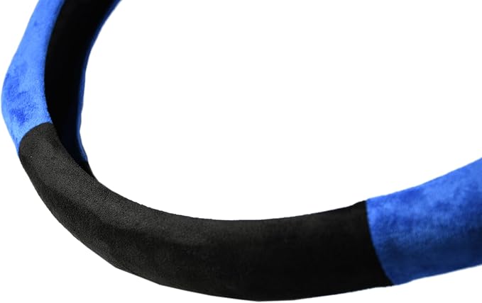 Quick Install Sporty Suede Steering Wheel Cover with Blue Grips Universal fit Any 14.5 to 15 inches Car Sedan Coupe SUV Pickup