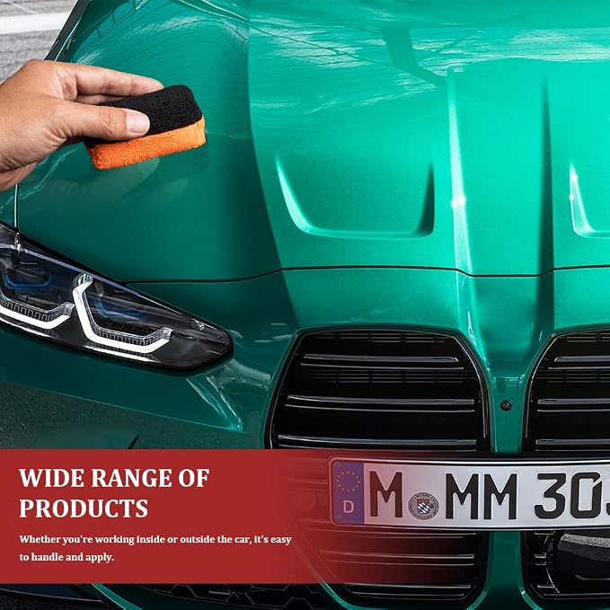 3PCS Premium Microfiber Applicator, Car Wash Sponge, Car Detailing Sponge Applicator, Universal Ceramic Coating Applicator Sponge Car Accessories for Car Paint, Metal, Plastic Trim, Glass