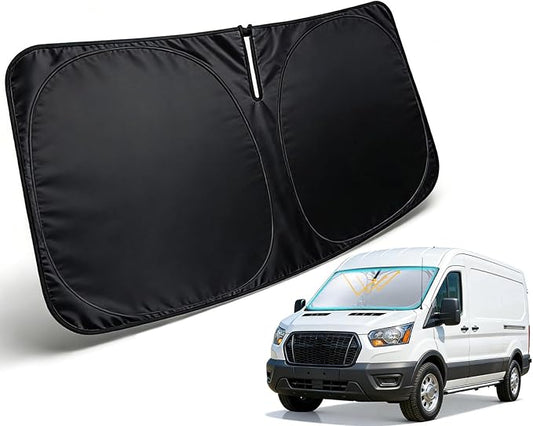 Windshield Sun Shade for 2021-2026 Ford Transit (Wagon XL/Wagon XLT/Cargo Vehicle) Accessories, Car Front Window Sun Visor & Heat Shield | 420D Sunshade Protection Blocks UV Rays
