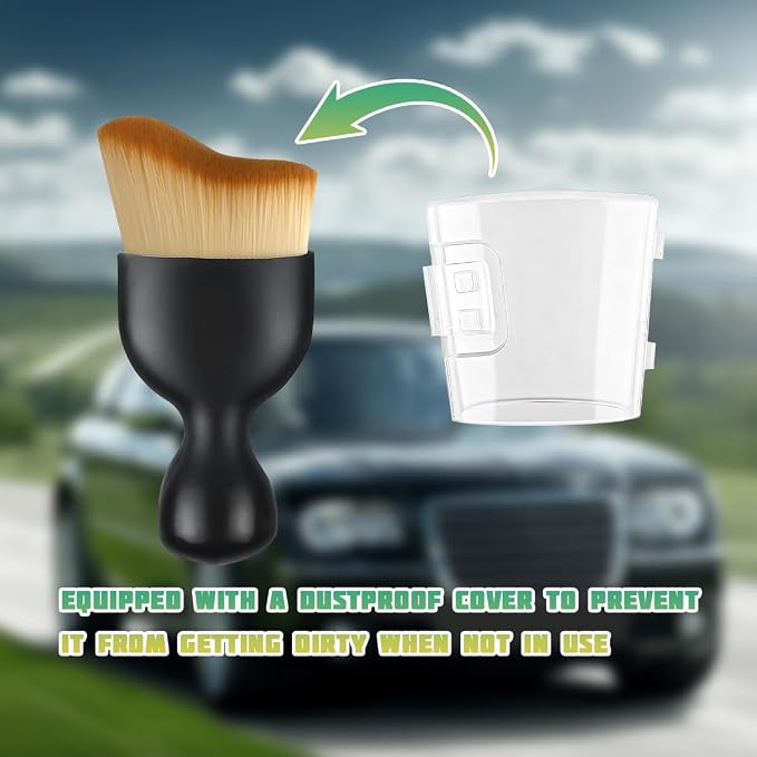 Car Interior Detailing Brush, Curved Soft Bristles Vehicle Removal Dust Collectors, Scratch-Free Automotive Cleaning Tool Accessories, Universal for Truck SUV Sedan (Brown)
