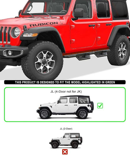 APS Stainless Steel Pocket Steps Running Boards Side Bars Compatible with Jeep Wrangler JL 2018-2026 4-Door (Include 21-26 4xe) (Factory sidesteps or Rock Rails Have to be Removed)