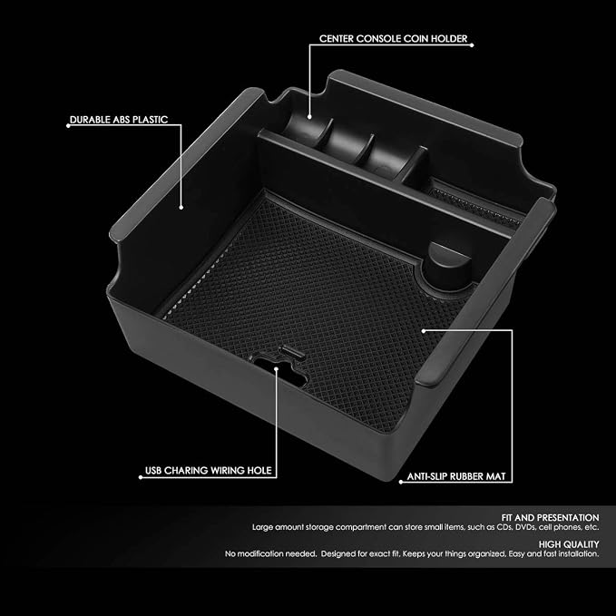 DNA MOTORING ZTL-Y-0020 Center Console Armrest Organizer Tray (for 16-17 Nissan Maxima), 1 Pack,Black
