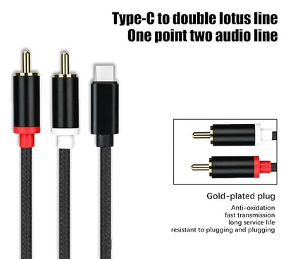 USB C to RCA Cable Audio Auxiliary Adapter, Stereo Y Splitter Adapter for Select Ideal for Powering Cars, Speakers, etc. （6.6 Feet）