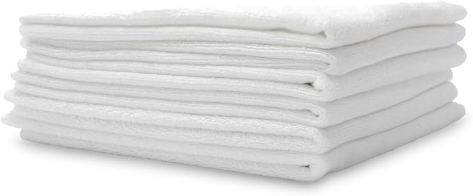 PROJE' Premium Car Care - Polishing Towel - Tagless 400 GSM Microfiber Towel - Scratch-Free & Lint Free - Finishing, Buffing, Drying Microfiber Cloth - 16in x 16in - Pack of 6 - White