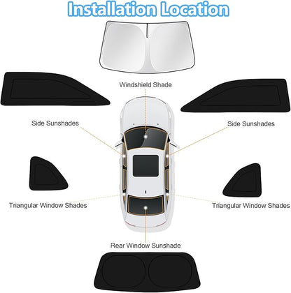 KUST Car Window Shades for Dodge Challenger 2015-2023 Windshield Sun Shade Side Window Cover UV Block Privacy Protection Accessories for Camping Blackout Rear Back Full Set 6PCS