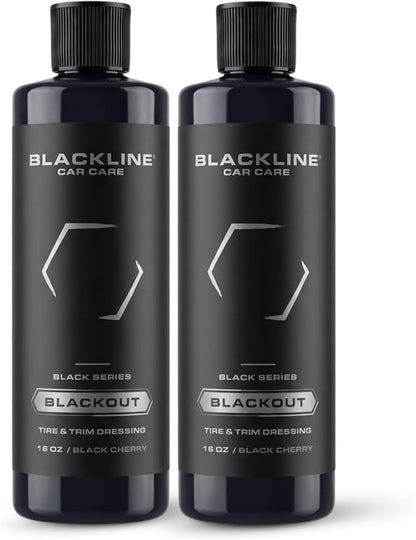 Blackline Car Care - Blackout Trim & Tire Dressing - Best Tire Shine No Sling Formula - Water Based Protection for Car Tires & Trim - Safe for Cars, Trucks, SUVs & More - 16 fl oz (Pack of 2)