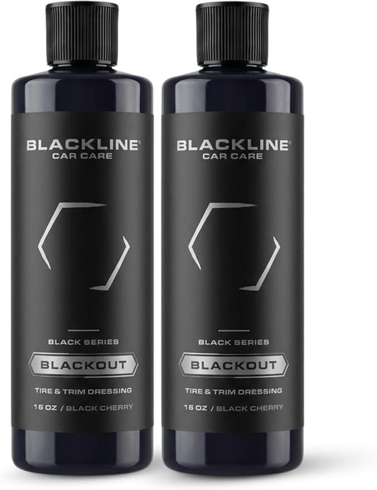 Blackline Car Care - Blackout Trim & Tire Dressing - Best Tire Shine No Sling Formula - Water Based Protection for Car Tires & Trim - Safe for Cars, Trucks, SUVs & More - 16 fl oz (Pack of 2)