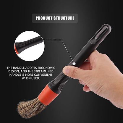 Car Drill Brush, Drill Brush Attachment SPTA 5Pcs Detachable Car Care Detailing Brush Set Soft No Scratch Boar Hair Detail Brush Car Care Detail Brush for Air Vent Automotive Interior Exterior -DF075