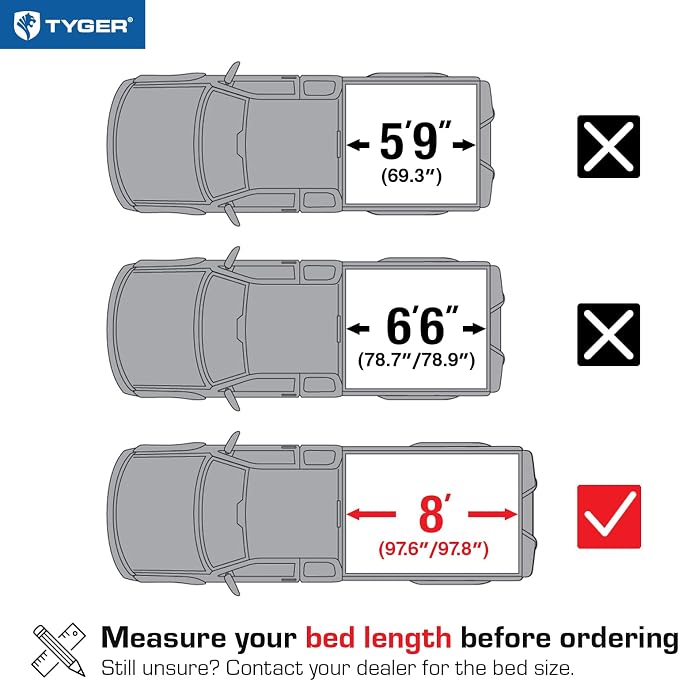 Tyger Auto T3 Soft Tri-Fold Truck Bed Tonneau Cover Compatible with 2007-2013 Chevy Silverado / GMC Sierra 1500; 2007-2014 2500 HD 3500 HD | Fleetside 8' Bed (97") | TG-BC3C1005 , Black