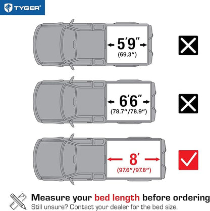 Tyger Auto T3 Soft Tri-Fold Truck Bed Tonneau Cover Compatible with 2007-2013 Chevy Silverado / GMC Sierra 1500; 2007-2014 2500 HD 3500 HD | Fleetside 8' Bed (97") | TG-BC3C1005 , Black
