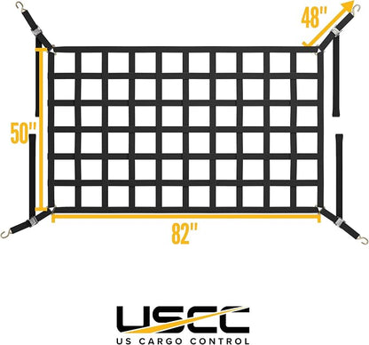 US Cargo Control Cargo Net for Pickup Truck Bed 6.8 FT x 4.2 FT, Adjustable Truck Cargo Net with S-Hooks & Cam Buckles, Fits Long Pickup Beds - Can Also Use in Trailers, Garages, Sheds