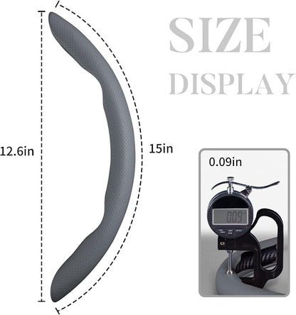 Car Steering Wheel Cover Leather Snap On 3Pcs Set Non-Slip Protector Wrap Steering Wheel Accessories 14.5-15 inch Universal Gray