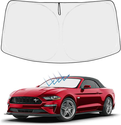 Proadsy 2026 Upgrade Front Windshield Sun Shade Foldable Sunshade Protector Custom Fit 2015-2023 Ford Mustang(NOT for Ford Mustang Mach-E) Accessories