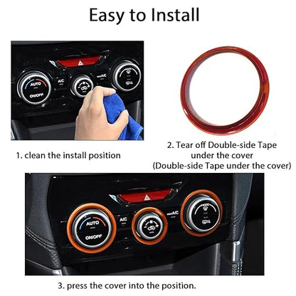 Auovo AC Climate Control Knob Outer Ring Covers for Subaru Crosstrek Accessories 2018-2023 / Impreza 2017-2023/ Forester 2019-2024 Interior for Car Air Condition Switch Control Trim (Sun Orange)