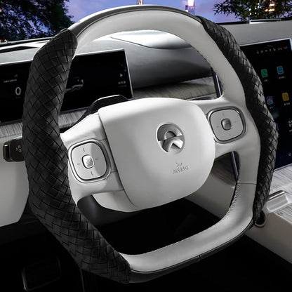 Quick Install Braided Pattern Nappa Leather Steering Wheel Grips,Woven Texture Car Steering Wheel Cover,for Women,for 14 to 15.5 inches Sedan Coupe SUV