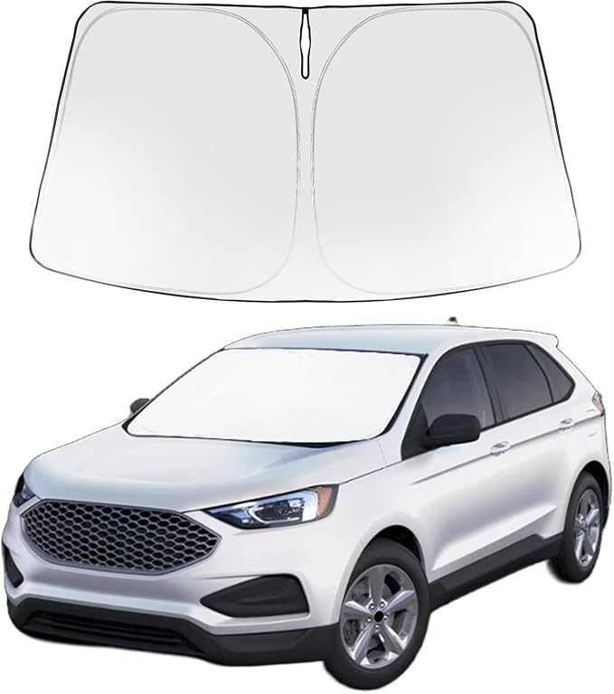 Proadsy 2026 Upgrade Windshield Sun Shade Custom Fit 2015-2024 Ford Edge Foldable Front Sunshade Protector Sun Visor Blocks UV Rays Keep Car Cooler