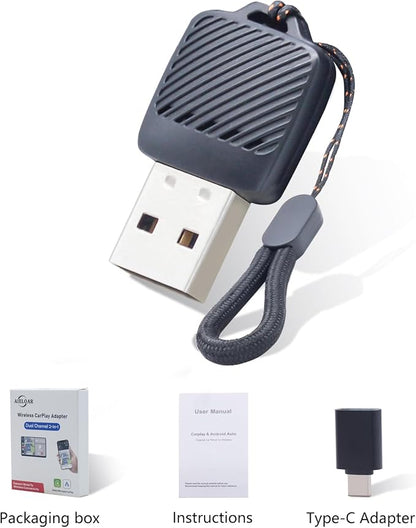 Wireless Carplay Adapter (2025 Upgrade), Plug and Play, Convert Wired to Wireless Bluetooth Carplay Adapter for iPhone - No Latency -Micro Size