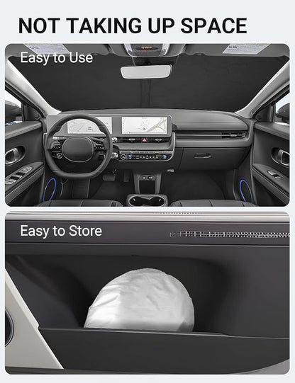 Proadsy 2026 Upgrade Windshield Sun Shade Custom Fit Hyundai Ioniq 5 2022-2025 2026 4-Layer Foldable Front Sunshade Protector Sun Visor Blocks UV Rays Keep Car Cooler Accessories