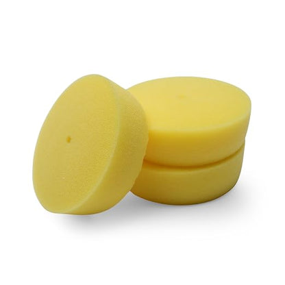 S.M. Arnold High-Performance Speedy Foam Yellow Curved Edge Buffing Pads - 3-1/2 Inch, Micro Foam, Loop Backing, Pack of 3 - Ideal for Auto Detailing, Paint Correction, and Scratch Removal