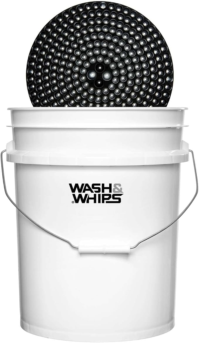 WASH&WHIPS Chenille Premium Scratch-Free Microfiber Lint-Free Blue Wash Mitt 8" x 10"in & Black Pitstop Particle Interceptor - Regular Size, 8" x 10"in