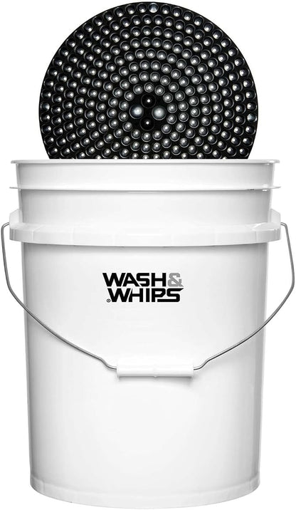 WASH&WHIPS Chenille Premium Scratch-Free Microfiber Lint-Free Blue Wash Mitt 8" x 10"in & Black Pitstop Particle Interceptor - Regular Size, 8" x 10"in