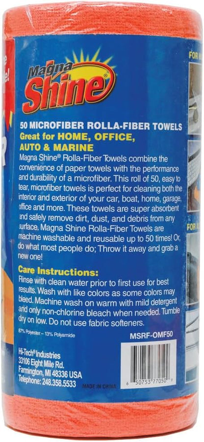Rolla-Fiber Towels – Microfiber Washable Roll of Tearable Towels, Soft & Lint-Free, Reusable Up to 50 Washes – Like Paper Towels for Cleaning & Detailing
