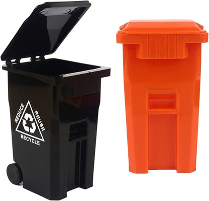 Wiosi Mini Garbage Trash Pen Holder for Desk and Tiny Recycle Bin Pencil Holder Black & Orange, Pack of 2 - Storage for Pencil & Pen | Office Stationery to Organize the Desk | Ideal for Student Work