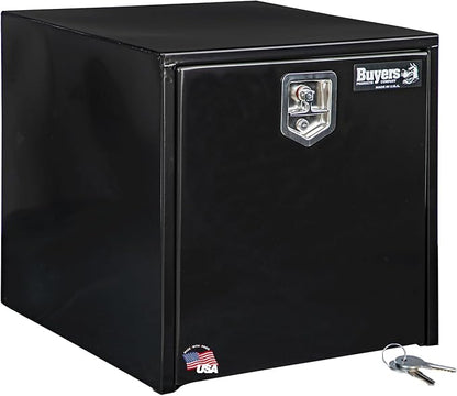Buyers Products 1704300 Black Steel Underbody Truck Tool Box – 24 x 24 x 24 Inch - Truck Bed & Underbelly RV Storage Box, Locking T-Latch, Weather-Resistant, Heavy-Duty Flatbed Job Box, Made in USA