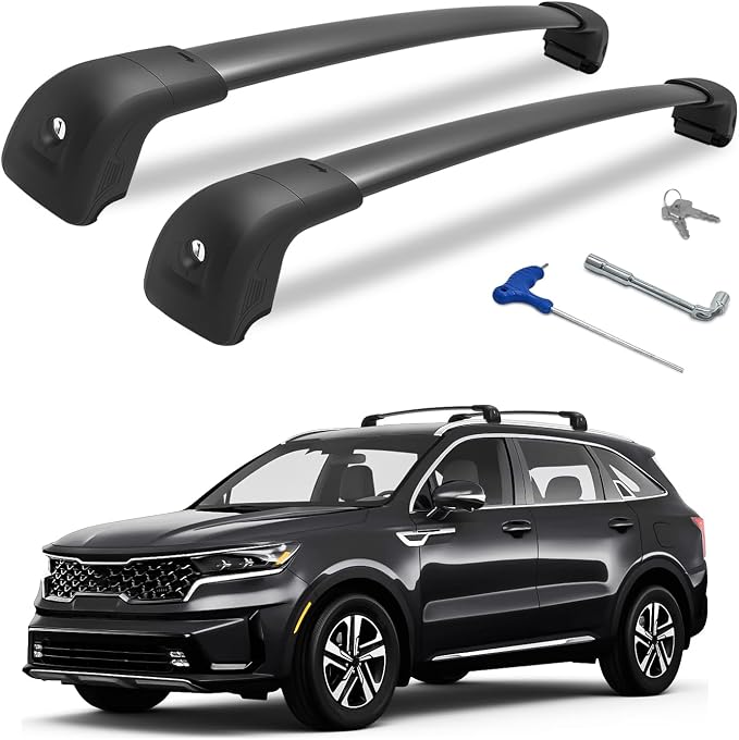 300LBS Roof Rack Cross Bars 300lb Compatible with Kia Sorento and Sorento Hybrid 2021-2026 with Flush Rails,Heavy Duty Lockable Aluminum Roof Rails Crossbars Cargo Bars Carrier Luggage